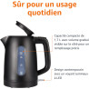 Amazon Basics Bouilloire Électrique 1,7L, 2200 W, Sans BPA avec Base 360°, Arrêt Automatique et Filtre Anti-Calcaire Amovible, N