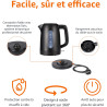 Amazon Basics Bouilloire Électrique 1,7L, 2200 W, Sans BPA avec Base 360°, Arrêt Automatique et Filtre Anti-Calcaire Amovible, N