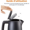 Amazon Basics Bouilloire Électrique 1,7L, 2200 W, Sans BPA avec Base 360°, Arrêt Automatique et Filtre Anti-Calcaire Amovible, N