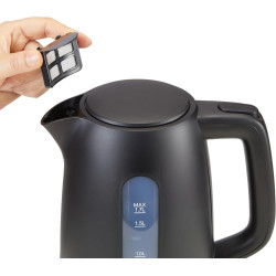 Amazon Basics Bouilloire Électrique 1,7L, 2200 W, Sans BPA avec Base 360°, Arrêt Automatique et Filtre Anti-Calcaire Amovible, N