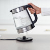 Amazon Basics Bouilloire électrique en verre, 1.7 l, 2200W, Noir, Argenté