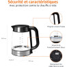 Amazon Basics Bouilloire électrique en verre, 1.7 l, 2200W, Noir, Argenté