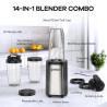 Ganiza Mixeur 900W, Mini Blender pour Smoothies, avec 3 Gourdes Portables (2×500ml+1×700ml), Lame à 4 Couteaux en Acier Inoxydab