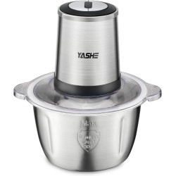 YASHE Hachoir Électrique 500W, Robot de Cuisine avec Bol en Acier Inoxydable 1,8L, Hachoir à Viande avec 4 Lames Doubles, 2 Vite