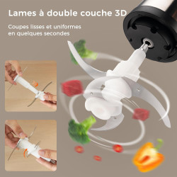 YASHE Hachoir Électrique 500W, Robot de Cuisine avec Bol en Acier Inoxydable 1,8L, Hachoir à Viande avec 4 Lames Doubles, 2 Vite
