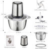YASHE Hachoir Électrique 500W, Robot de Cuisine avec Bol en Acier Inoxydable 1,8L, Hachoir à Viande avec 4 Lames Doubles, 2 Vite