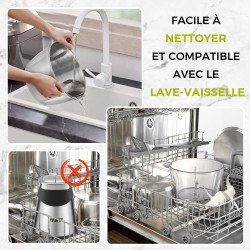 YASHE Hachoir Électrique 1,8L+2L, Robot de Cuisine avec Récipients en Verre et en Acier Inoxydable, Hachoir à Viande 500W à 2 Vi