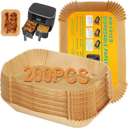 BYKITCHEN Papier cuisson air fryer Ninja Dual Zone, 200 pièces | Pour AF300EU, AF400EUCP et AF500EU, compatible avec air fryer 9