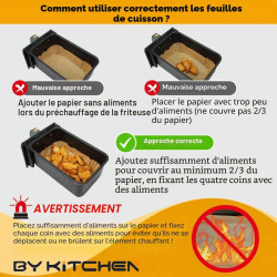 BYKITCHEN Papier cuisson air fryer Ninja Dual Zone, 200 pièces | Pour AF300EU, AF400EUCP et AF500EU, compatible avec air fryer 9