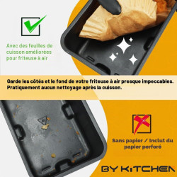 BYKITCHEN Papier cuisson air fryer Ninja Dual Zone, 200 pièces | Pour AF300EU, AF400EUCP et AF500EU, compatible avec air fryer 9