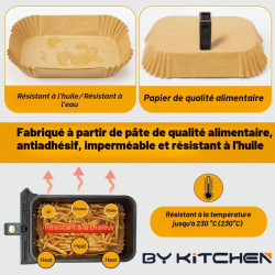 BYKITCHEN Papier cuisson air fryer Ninja Dual Zone, 200 pièces | Pour AF300EU, AF400EUCP et AF500EU, compatible avec air fryer 9