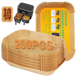 BYKITCHEN Papier cuisson air fryer Ninja Dual Zone, 200 pièces | Pour AF300EU, AF400EUCP et AF500EU, compatible avec air fryer 9