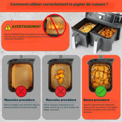 BYKITCHEN Papier cuisson pour air fryer Ninja SL400EU 9,5L, 220 pièces | Pour Ninja Double Stack XL, AF300EU et DZ300EU, papier 