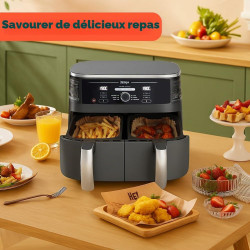 BYKITCHEN Papier cuisson pour air fryer Ninja SL400EU 9,5L, 220 pièces | Pour Ninja Double Stack XL, AF300EU et DZ300EU, papier 