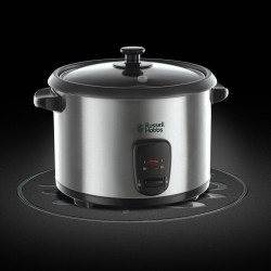 Russell Hobbs Cuiseur de Riz [Grande Capacité] Inox (1,8L, 10 portions, cuillère à riz & Dosette incl., Arrêt & Maintien au Chau