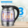 FOR ME Bouilloire Électrique en Verre 1.8L, Contrôle de la Température, Température Réglable à Partir de 40°C à 100°C, Éclairage
