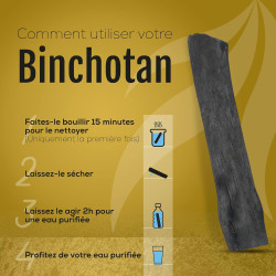 Binchotan Charbon Actif Eau - Baton de Charbon Bio Purificateur d'Eau Naturel x3 - Chaque Baton Filtre Environ 1.5 L - Charbon d