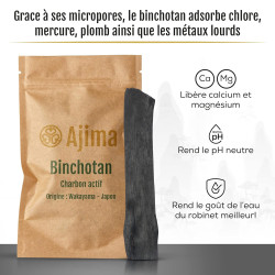 Binchotan Charbon Actif Eau - Baton de Charbon Bio Purificateur d'Eau Naturel x3 - Chaque Baton Filtre Environ 1.5 L - Charbon d