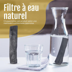 Binchotan Charbon Actif Eau - Baton de Charbon Bio Purificateur d'Eau Naturel x3 - Chaque Baton Filtre Environ 1.5 L - Charbon d