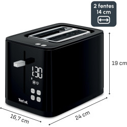Tefal - Smart'n Light - Grille-pain 2 fentes avec écran digital - Noir
