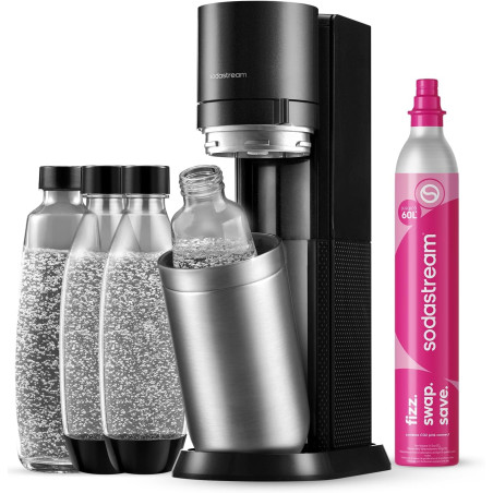 Sodastream DUO Machine à Soda | 2 Bouteilles + 2 Verre + Cylindre | Noire