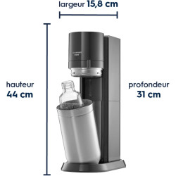 Sodastream DUO Machine à Soda | 2 Bouteilles + 2 Verre + Cylindre | Noire