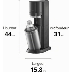 Sodastream DUO Machine à Soda | 2 Bouteilles + 2 Verre + Cylindre | Noire