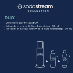 Sodastream DUO Machine à Soda | 1 Bouteille + 1 Verre | Noire