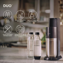 Sodastream DUO Machine à Soda | 1 Bouteille + 1 Verre | Noire