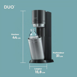 Sodastream DUO Machine à Soda | 1 Bouteille + 1 Verre | Noire