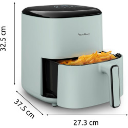 Moulinex - Easy Fry Pop air fryer - 10 programmes - 5 L - Eucalyptus | Friteuse sans huile mono tiroir pour 6 personnes - 10 pro