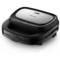 Philips Croque-Monsieur 5000, 3-en-1, 3 Jeux de Plaques, 750W, Noir | Plaques polyvalantes: Toaster, Croque monsieur & Gaufrier,