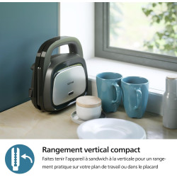 Philips Croque-Monsieur 5000, 3-en-1, 3 Jeux de Plaques, 750W, Noir | Plaques polyvalantes: Toaster, Croque monsieur & Gaufrier,