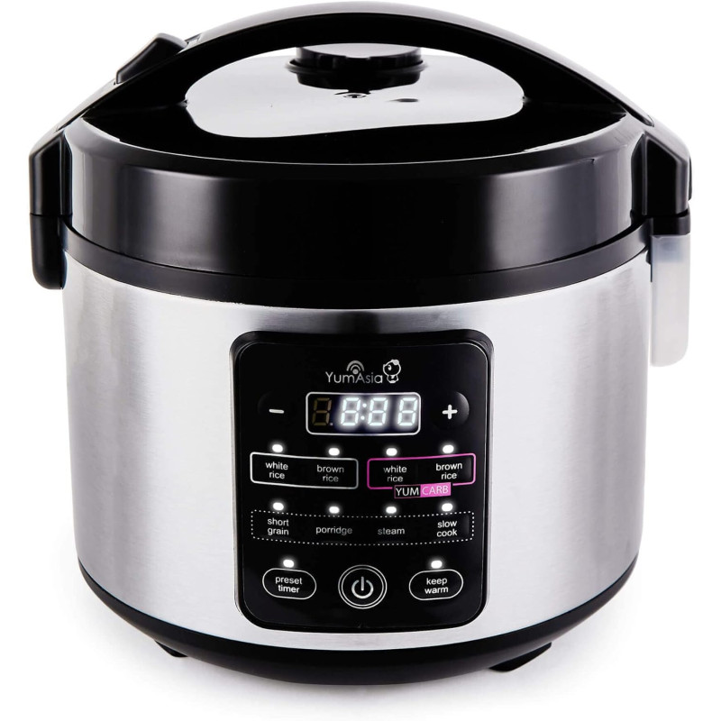 Yum Asia Kumo YumCarb Cuiseur à riz avec bol en céramique et logique floue avancée, (5,5 tasses, 1 litre), 5 fonctions de cuisso