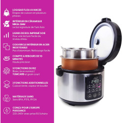 Yum Asia Kumo YumCarb Cuiseur à riz avec bol en céramique et logique floue avancée, (5,5 tasses, 1 litre), 5 fonctions de cuisso
