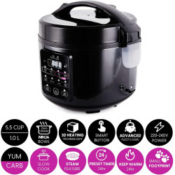 Yum Asia Kumo YumCarb Cuiseur à riz avec bol en céramique et logique floue avancée, (5,5 tasses, 1 litre), 5 fonctions de cuisso