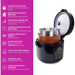 Yum Asia Kumo YumCarb Cuiseur à riz avec bol en céramique et logique floue avancée, (5,5 tasses, 1 litre), 5 fonctions de cuisso