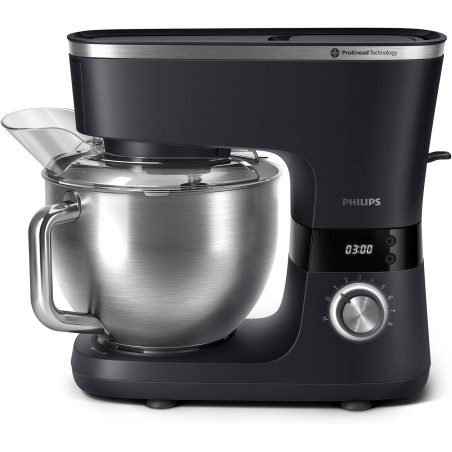 Philips Robot multifonction 7000 ProKnead, 1000W, 8 vitesses, 5,5L | Robot pâtissier avec mélangeur Perfect Fit, minuteur LED in