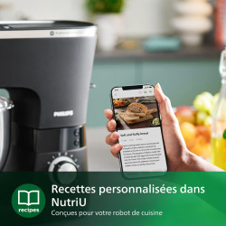 Philips Robot multifonction 7000 ProKnead, 1000W, 8 vitesses, 5,5L | Robot pâtissier avec mélangeur Perfect Fit, minuteur LED in