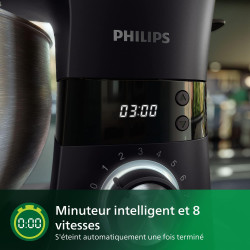 Philips Robot multifonction 7000 ProKnead, 1000W, 8 vitesses, 5,5L | Robot pâtissier avec mélangeur Perfect Fit, minuteur LED in