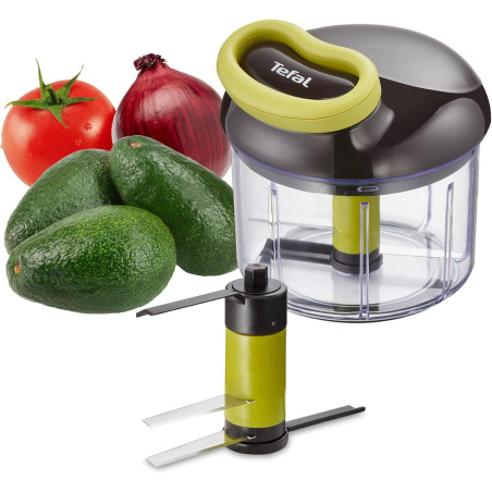 Tefal - Hachoir manuel 5 secondes - 900 ml - Lames en acier inoxydable | Coupe oignon et légumes avec système breveté - Lames in