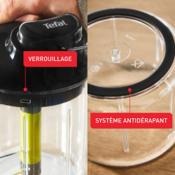 Tefal - Hachoir manuel 5 secondes - 900 ml - Lames en acier inoxydable | Coupe oignon et légumes avec système breveté - Lames in