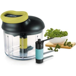 Tefal - Hachoir manuel 5 Seconds Engineering - Lame Glace Pilée - Noir | Coupe légumes multifonction breveté - Hache oignons et 