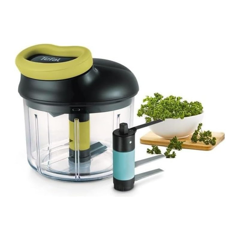 Tefal - Hachoir manuel 5 Seconds Engineering - Lame Glace Pilée - Noir | Coupe légumes multifonction breveté - Hache oignons et 