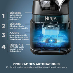 Ninja Detect Power Blender Processor Pro 3-en-1, mixeur 1200W TB401EUSTGD | bol à mélanger, lame malaxeur, 3 gobelets individuel