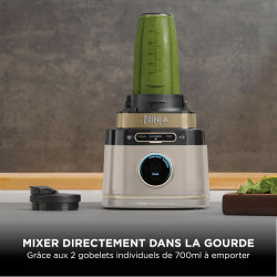 Ninja Detect Power Blender Processor Pro 3-en-1, mixeur 1200W TB401EUSTGD | bol à mélanger, lame malaxeur, 3 gobelets individuel