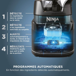 Ninja Detect Power Blender Pro & Single Serve 2-en-1, mixeur 1200W avec récipient 2L, 1 gobelets individuel, mixeur pour smoothi