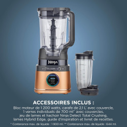 Ninja Detect Power Blender Pro & Single Serve 2-en-1, mixeur 1200W avec récipient 2L, 1 gobelets individuel, mixeur pour smoothi
