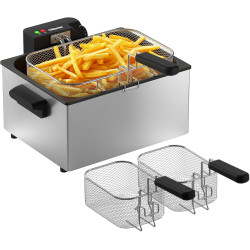 Tristar Friteuse en Acier Inoxydable, Capacité 5 L, 3000 W, Thermostat Réglable, Panier Amovible, Usage Semi Professionnel, FR-9