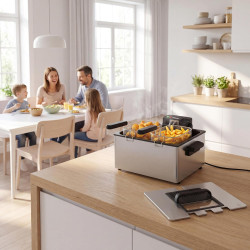 Tristar Friteuse en Acier Inoxydable, Capacité 5 L, 3000 W, Thermostat Réglable, Panier Amovible, Usage Semi Professionnel, FR-9